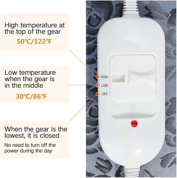 Pet Heating Pad Turn Any Pet Bed Into a Heated Pet Bed Indoor Adjustable Heated Cat Bed Mat for Cats Dogs Waterproof Pet Warmer Mat with Chew Resistant Cord(17.7" x17.7)