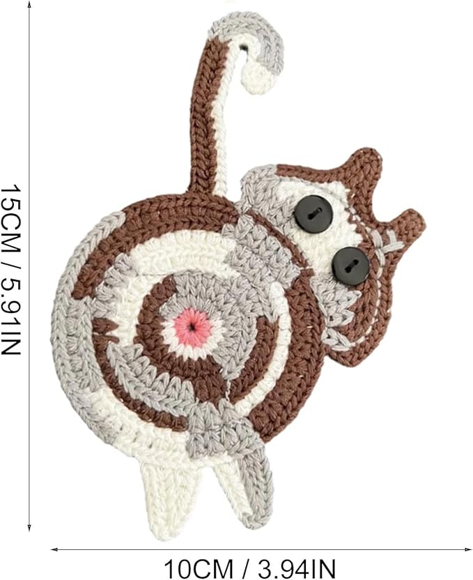 7PCS Drink Coasters - Woven Creative Cute Cat Coasters for Coffee and Tea - Desktop Gifts