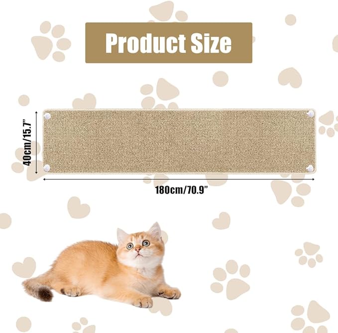 70.9"x 15.7" Thickened Extra Large Cat Wall Climbing Carpet, Cat Climbing Wall Scratcher, Cat Carpet, Couch Sofa Protector-Brown