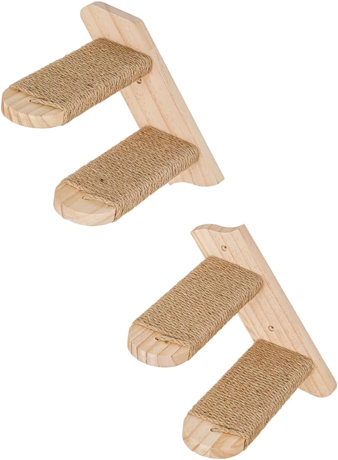 Cat Climbing Shelf Wall Mounted, Sectional Cat Staircase with Jute Scratch Hooks, Cat Perch & Play