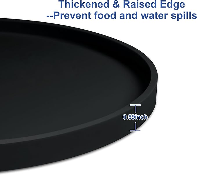 Arespark Pet Silicone Food Mat, Set of 4 Nonslip Waterproof Feeding Bowl Mat with Raised Edges for Food and Water Prevent Spills, Round Eating Tray for Dog Cat Puppy Kitten, 10'' x 10''