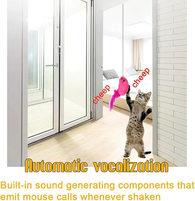 AYWVRBST 3 Pack Hanging Cat Toys, Self Play Chase Exercise, Make Sound, Adjustable Bouncy String, Hanging Mouse Cat Toy for Bored Indoor Adult Cats Kittens, Cat Teaser Toy, with Adhesive Hooks