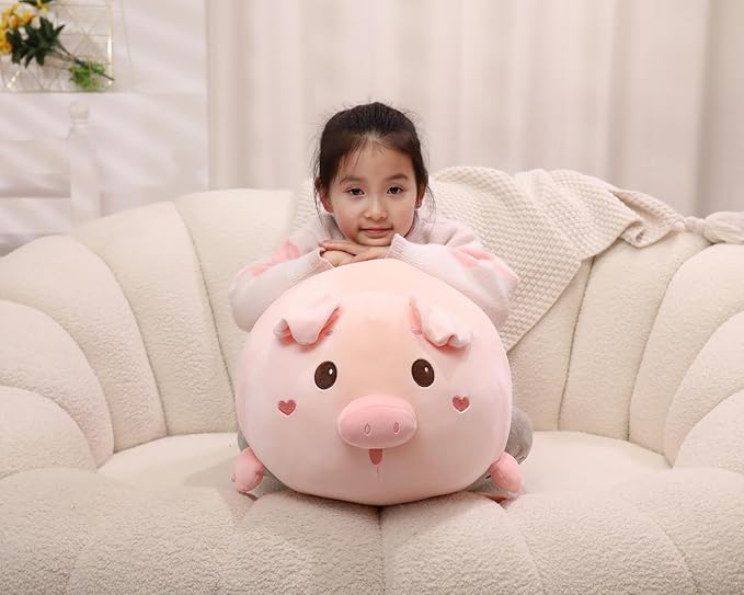 20.5 inch Super Soft Pig Plush Pillow, Adorable Stuffed Animal Toy, Chubby Kawaii Pig Plushie for Boys Girls, Cute Room Decor Fat Animals Pillow, Kids Gifts for Birthday,Valentine,Christmas
