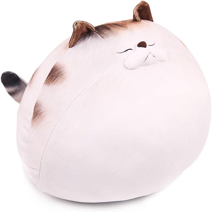 ARELUX 11.8In High Chubby Cat Plush Pillow, Cute Fat Kitty Cat Stuffed Animal Soft Kitten Adorable Hugging Pillow Anime Plushies,Funny Toy Birthday for Adults Friends