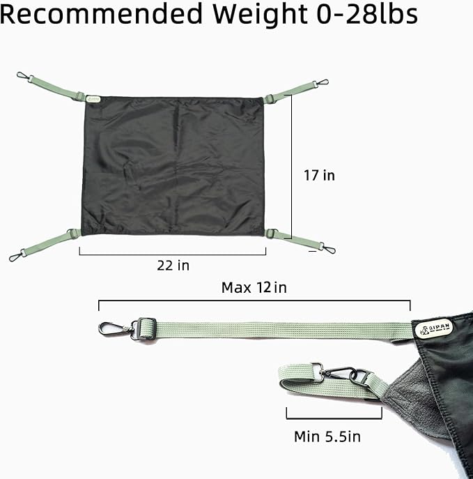 2 Pieces Cat Hammock Hunging for Cage,Reversible Washable Soft Outdoor Cat Mat,Waterproof Cooling Kittens Pad with Adjustable Webbing for Cats (Large, BlackBlue)