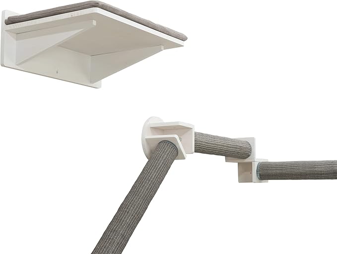 TRIXIE Wall Set 6, Indoor Corner Cat Scratching Post, Climbing Platforms, Removable Cushion, Corner Cat Ledges, Gray/White