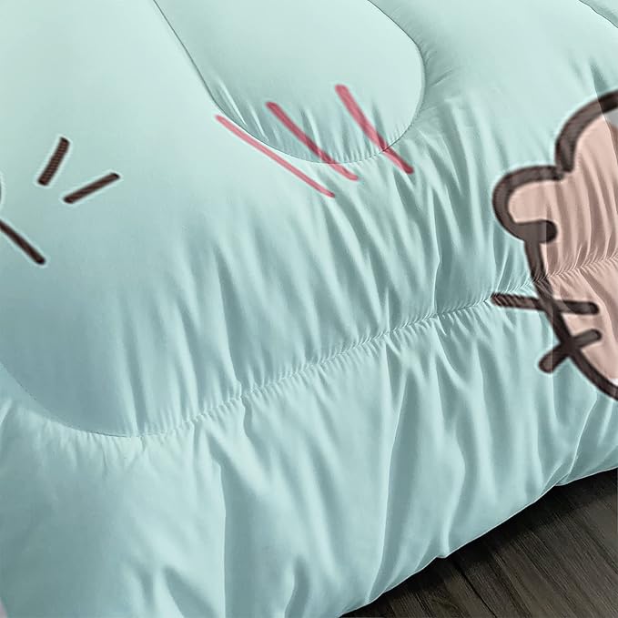 AILONEN Cat Comforter Set, Cat Bedding Set Twin Size for Girls,Bed in a Bag Superior Duvet for Teen,Easy Care,Microfiber,1 Comforter 2 Pillowcases 3 Piece