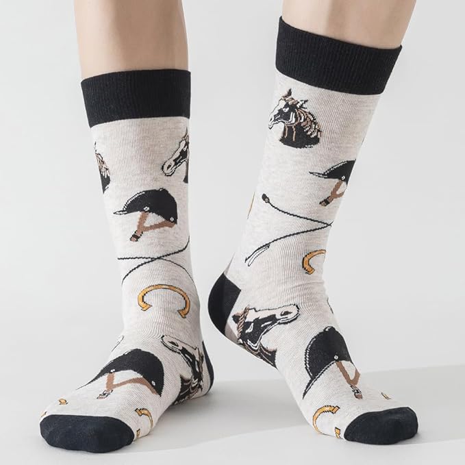 5 Pairs Cute Animal Crew Socks Fun Casual Cotton Calf Socks for Women