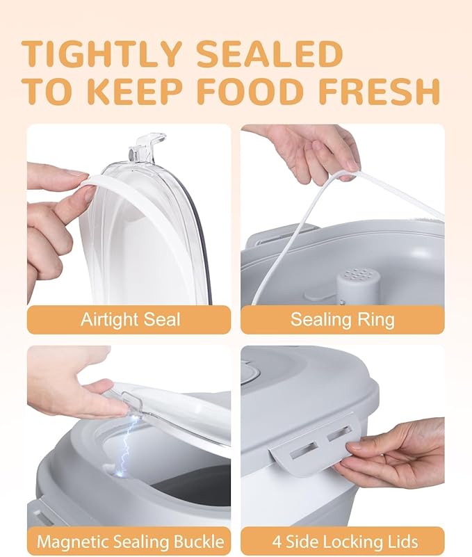 32-35 Lbs Dog Food Storage Container Collapsible Dog Food Container with Airtight Lids, Wheels, Scoop and 2pcs Food Storage Containers, Large Pet food storage for Dog, Cat