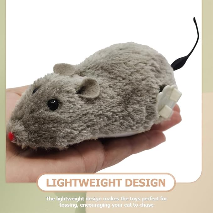 balacoo 4pcs Plush Clockwork Mouse Small Dog Toy Animals Toys pet Toys Soft Toy cat Teaser Toy cat mice Toys Stuffed Rat Toy Mouse cat Mouse Wind up Mouse cat Toy Fake Mouse Puppy Plastic