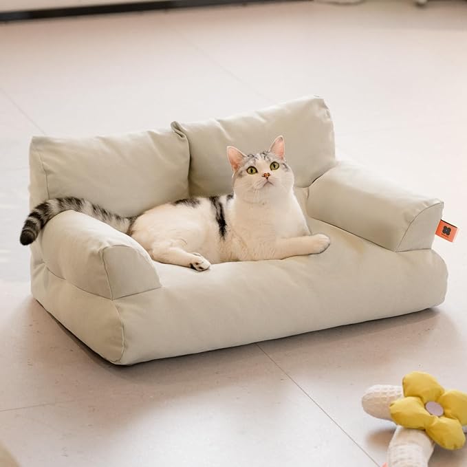 MEWOOFUN Pet Sofa Bed for Medium Pets Cat Couch Cat Bed with 26×19×13 Inch Removable Washable Cover Nonskid Bottom Puppy Couch Pet Bed up to 25 lbs (Grey)