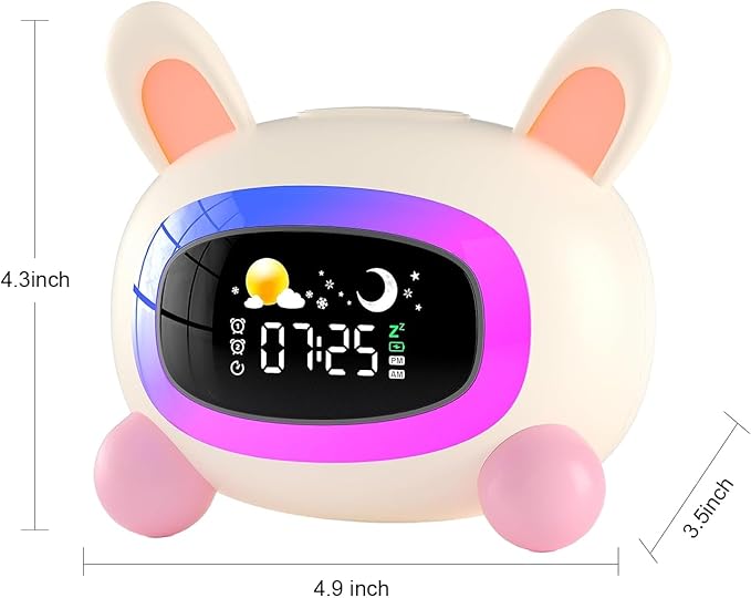 Alarm Clock for Kids,Ok to Wake Clock,Sleep Training Clock with Night Light & Sound Machine, Cute Kawaii Alarm Clock for Birthday Gift Boy Girls Toddlers Bedrooms