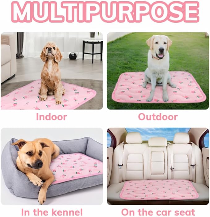 Pet Cooling Mat Cooling Fiber - Washable Non-Toxic Pet Indoor Outdoor Bed, Foldable Pee Pads for Dogs Settle Mat Cooling Dog Blanket Cat Cooling Pad (Pink, Small)