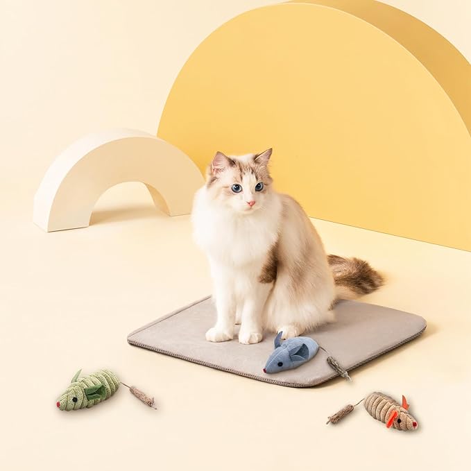 Andiker 3PCS Catnip Toys for Cats, Realistic Cat Mouse Toys with Silvervine Soft Plush Fabric Bite-Resistant Interactive Cat Toys for Indoor Cats Kittens to Bite Chew Teeth Cleaning