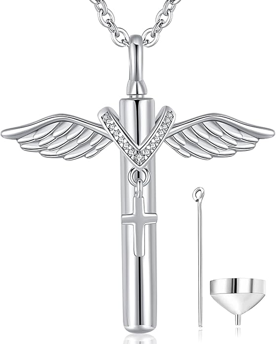 Aniu Cremation Jewelry for Ashes S925 Sterling Silver Urn Necklace Memorial Necklace for Human Ashes of Loved Ones Keepsake Pendant for Men Women