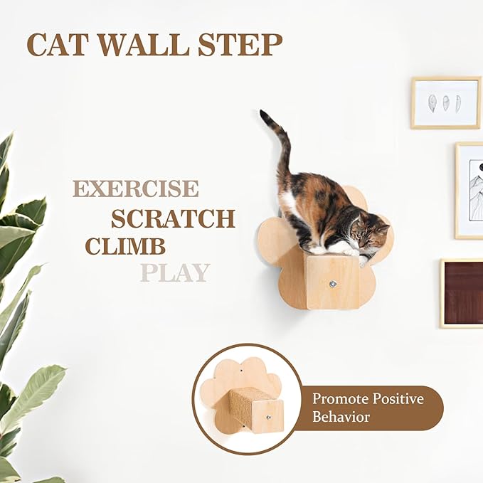 Cat Wall Shelves, Cat Wall Hammock with Scratching Post and Cat Step, Cat Wall Furniture for Climbing, Playing and Sleeping, Cat Shelves and Perches for Wall for Indoor Large Cats or Kittens
