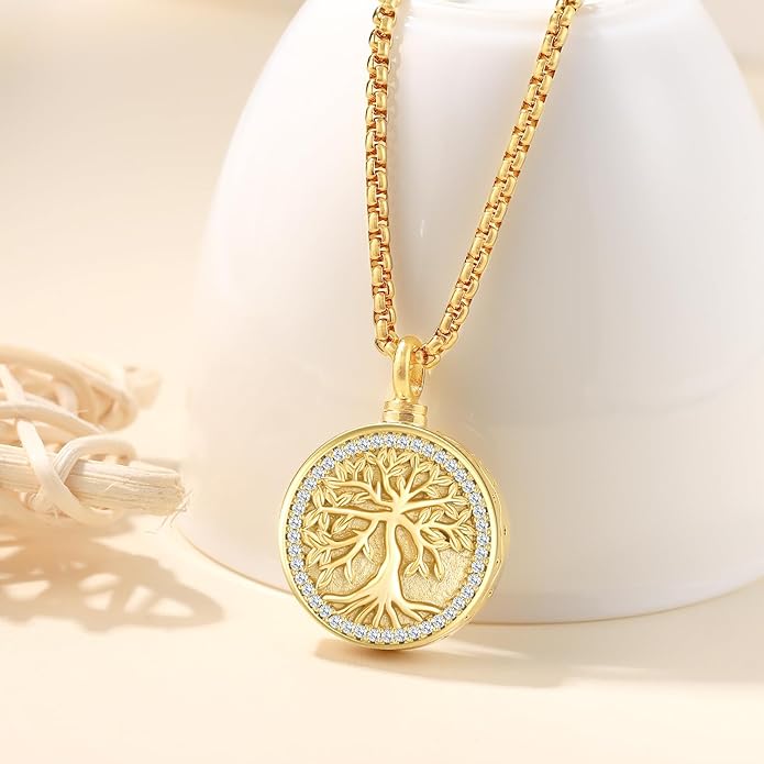 Aniu Cremation Jewelry for Ashes S925 Sterling Silver Urn Necklace Memorial Necklace for Human Ashes of Loved Ones Keepsake Pendant for Men Women