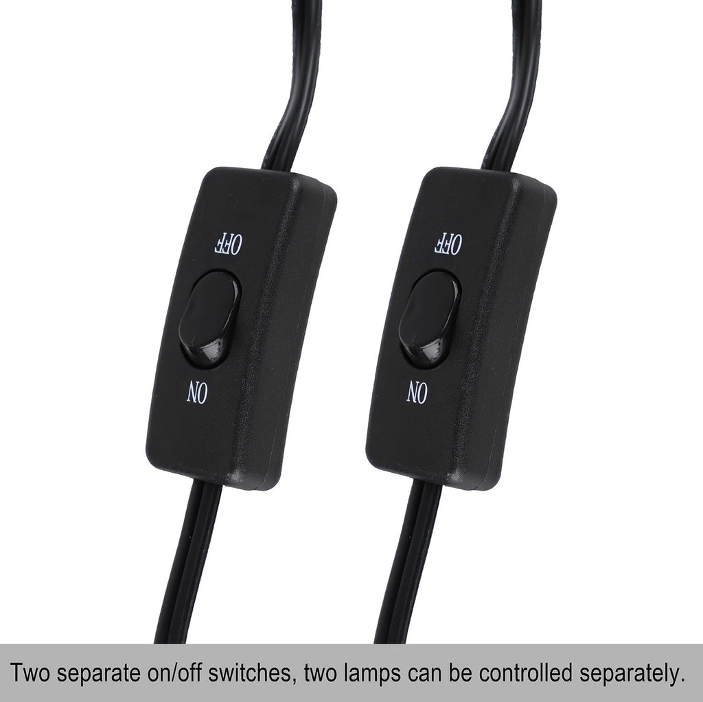 15inch Dual Reptile Light Fixture, Max 150W Dual Reptile Heat Lamp Fixture with 100W Basking Spot Lamp Bulb and 26W UVB Heat Bulb for Bearded Dragon Terrarium and Tortoise Habitat