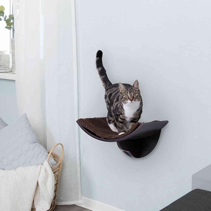TRIXIE Lorena Wall Mount Perch, Cat Shelf, Cat Bed, Cat Lounger, Cat Furniture - Brown