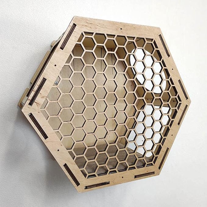 Wall Mounted Cat Shelves-Hexagon Cat Shelves and Perches for Wall Climbing-Cat Wall Furniture Set with 3 Scratching Steps and Washable Bed Mat-(Set of 1)