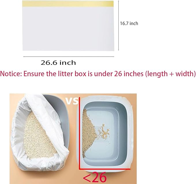 120 Count Cat Drawstring Litter Box Liners 26.6 * 16.7 inches 2 Mils Heavy Duty Leak-proof Cat Poop Bags Extra Durable Compatible with Litter Robot 3 & 4, 10-12 Gallons