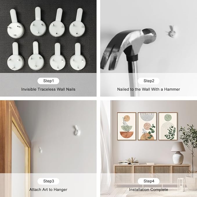 Ausril Boho Terracotta Green Framed Canvas Wall Art Set, Abstract Bohemian Wall Decor, Mid Century Modern Geometric Wall Painting, Neutral Botanical Art Print Living Room, Bedroom, Office 16"x24"x3