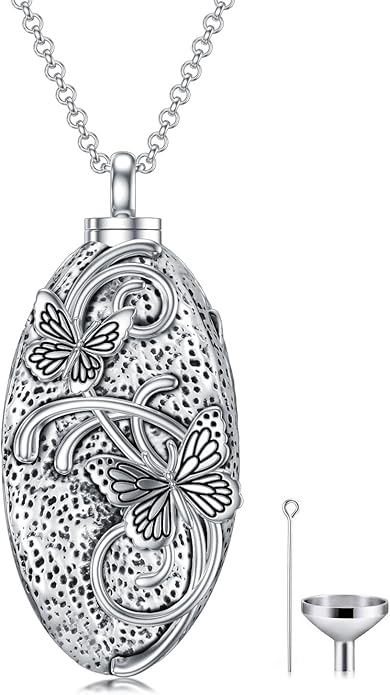 Animal Crystal Urn Necklace For Ashes Sterling Silver Butterfly Dragonfly Bee Phoenix Peacock Hummingbird Fox Angel Wing Pentagram Pentacle Cremation Necklace Heart Teardrop Urn Holder Necklaces For Women Memorial Jewelry