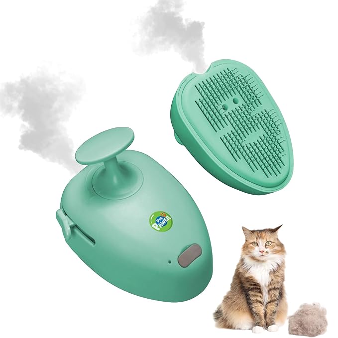 4 in 1 Cat Steam Brush for Shedding, Rechargeable Cat Brush with Steam, Steam Pet Hair Brush for Indoor Cats, Massage, Cleaning, Shedding, Combing & Remove Floating Hair All In One