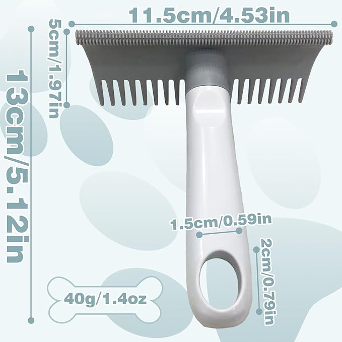 2 in 1 Pet Hair Removal Tool, 2 Sizes Serrated Scraper Edges, Portable Pet Hair Remover, Cat Hair Remover for Furniture, Rug Scraper for Pet Hair, Long Tooth Comb for Dog Grooming
