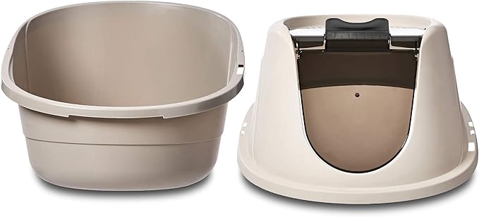 Amazon Basics No-Mess Enclosed Hooded Cat Litter Box, Standard, Multicolor, 21 in x 16 in x 15 in