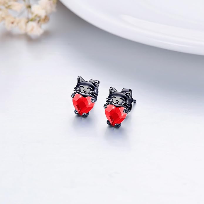 925 Sterling Silver Cat Earrings Cute Animal Kitten Stud Earrings cat Jewelry Gifts for Women Girls Hypoallergenic Earrings for Sensitive Ears