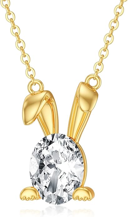 WSX 14K Real Gold Animal Necklace for Women, Bear/Cat/Rabbit/Elephant/Horse Pendant Charm Jewelry Gifts Mother Day Valentine Christmas