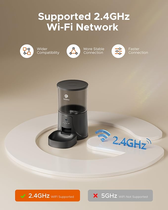 Automatic Cat Feeder with Camera - 2.4GHz APP - Controlled Cat Food Dispenser- Features HD Video for Indoor Use, Easy Setup & Cleaning, 2 - Way Audio, and a Desiccant Bag to Keep Food Fresh