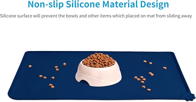 AUDWUD Silicone Waterproof Pet Feeding Mats,Anti Slip Bowl Pad,Dog Mat for Food and Water