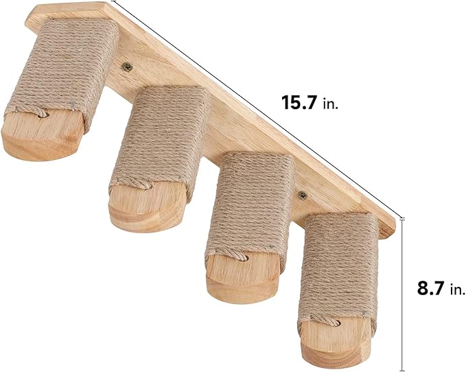FUKUMARU Cat Climbing Shelf Wall Mounted, Four Step Cat Stairway with Jute Scratching for Cats Perch Platform Supplies
