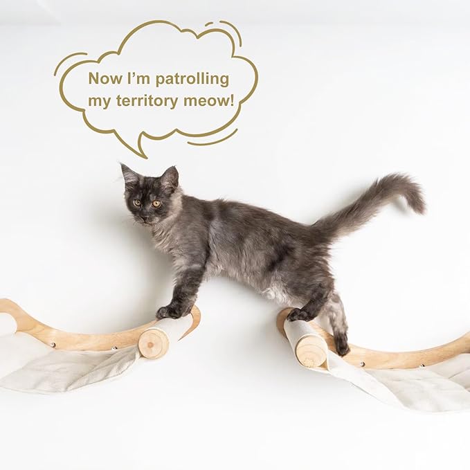 Cat Hammock Wall Mounted, Cat Wall Shelves, Wooden Cat Wall Furniture, Cat Wall Bed, Cat Wall Perches for Large Cats or Kitty Sleeping, Playing, Climbing, and Lounging
