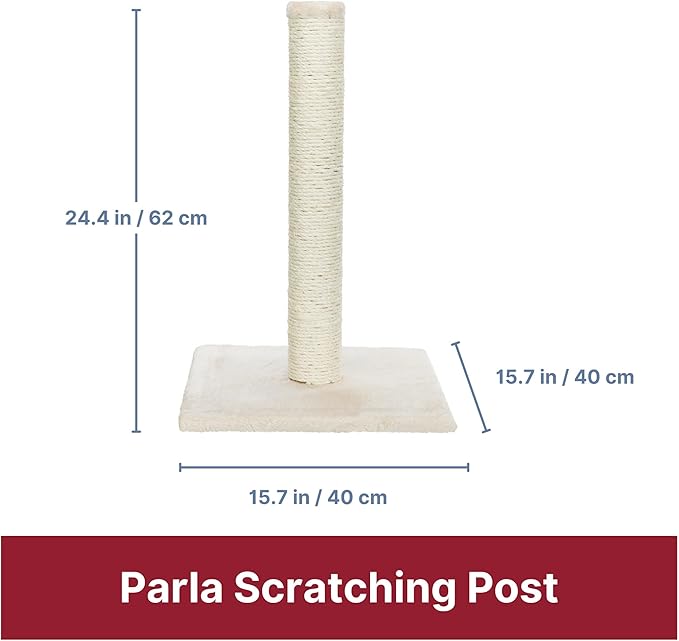 TRIXIE Parla Cat Scratching Post 24.4 Inch - Cat Scratcher with Soft Fabric Covering Base and Durable Sisal Rope - in Beige