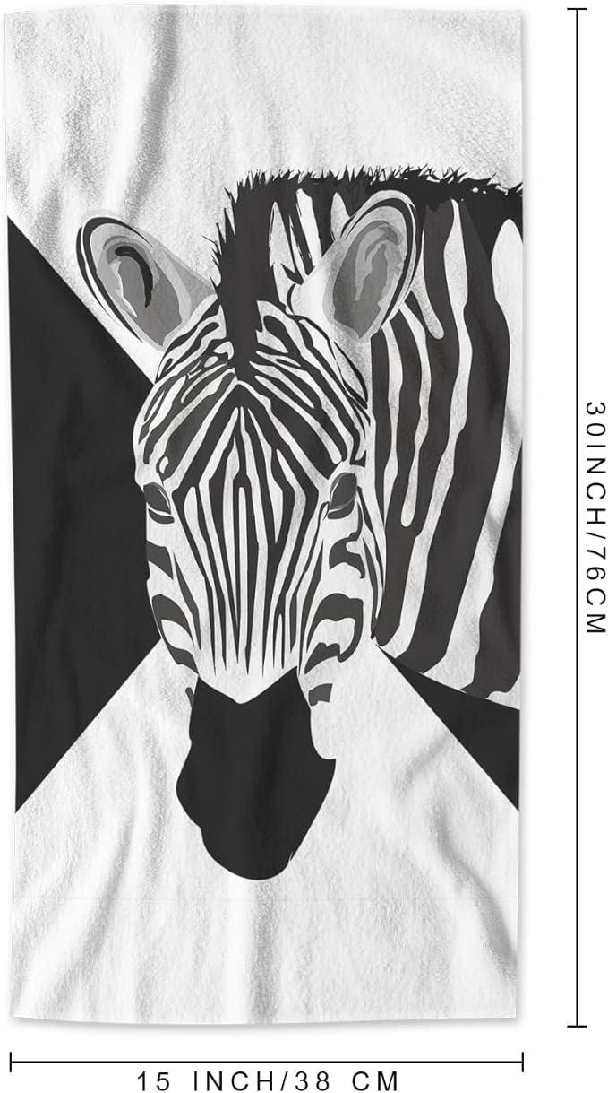 AOYEGO Zebra Hand Towels Wild Animal Black White Striped Zebras in Geometric Triangles Highly Absorbent Soft Towels Bathroom Beach Kitchen Spa Gym Face Towel 15x30 Inch