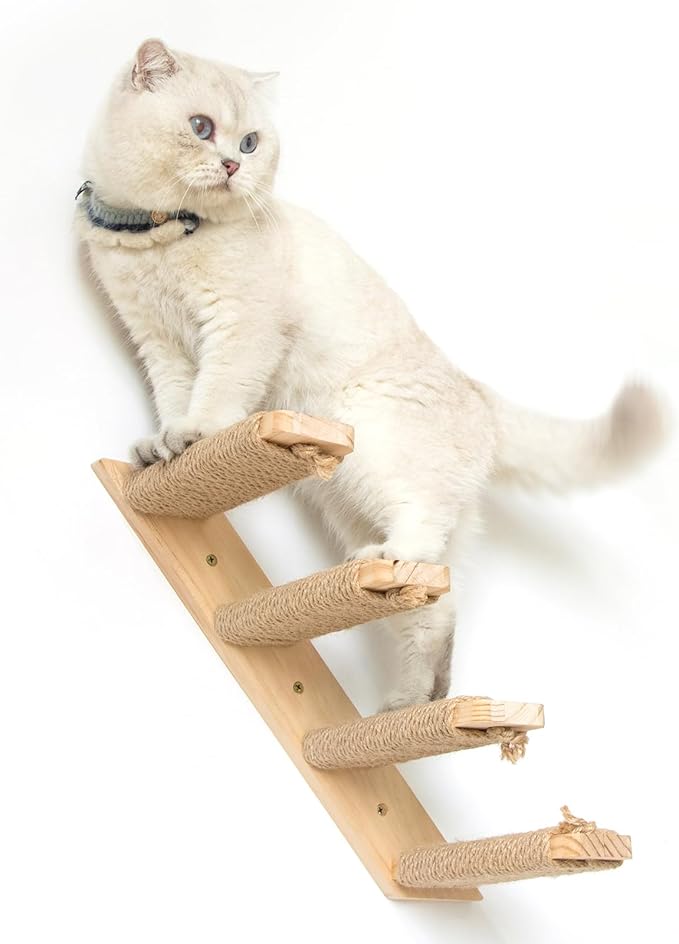 1 Pack 4 Steps Cat Wall Shelves Cat Wall Stairs with Sisal Rope.an Improved＆Stronger Cat Wall Steps Cat Tree Supplies