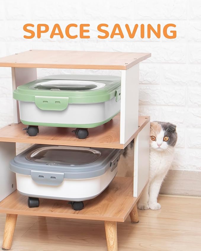 20-23 Lbs Dog Food Storage Container - Collapsible Dog Food Container with Attachable Casters and Scoop,Travel Silicone Bowl, Pet Food Storage Containers to Keep Dry Food Fresh,Easy to Move