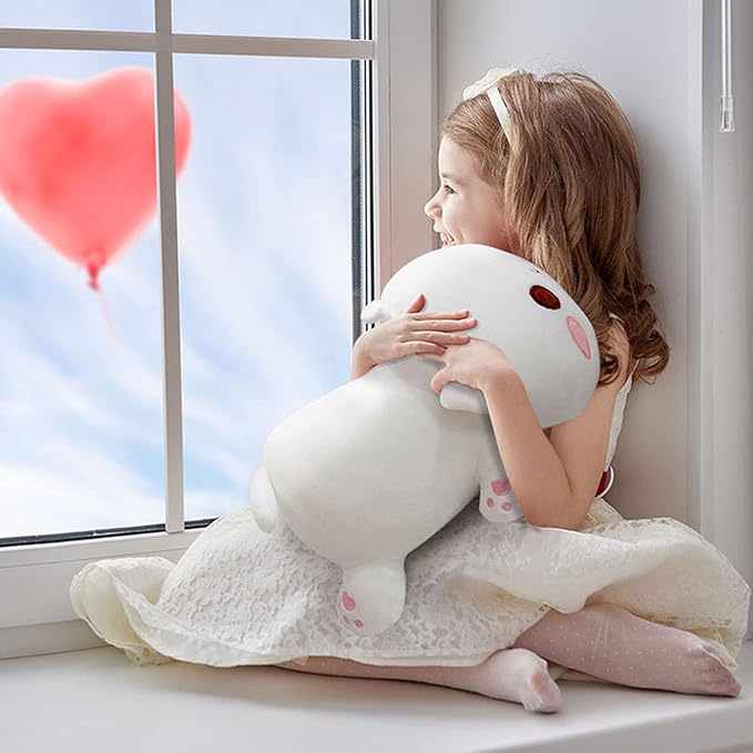 AFAN Cat Stuffed Animals Plush Cute Soft Cat Plush Pillow Toys Kawaii Plushies Room Decor Gifts for Kids Girls Boys (Round Eyes, White, 25.9 Inch)