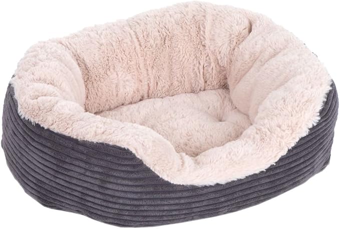 40 Winks Oval Sleepers - Grey Jumbo Cord/Plush 25" ped bed