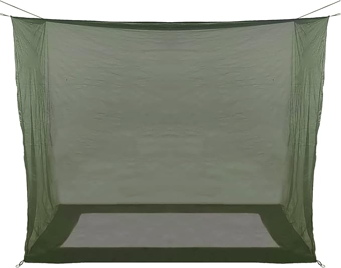 Aventik No-See-Um Premium Rectangular Camping Mosquito Net, The Ultra-Fine Mesh Olive-Green Easy to Carry&Easy Installation for Double Bed, Hammocks or Camping Use (82x65x69in/208x165x175cm)