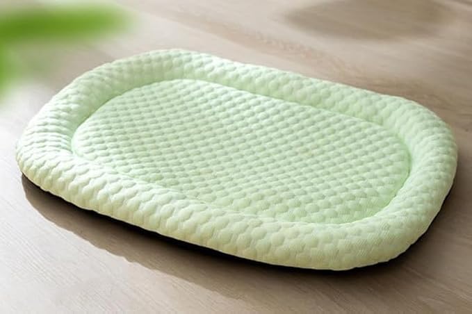 Pet Cooling Mat for Cats and Small Dogs, Self Cooling Fabric, Lightweight, Soft and Comfortable, Leak-Proof, Non Gel, Washable, Cozy Sleeping mat, Indoor/Outdoor (Light Green, Large)