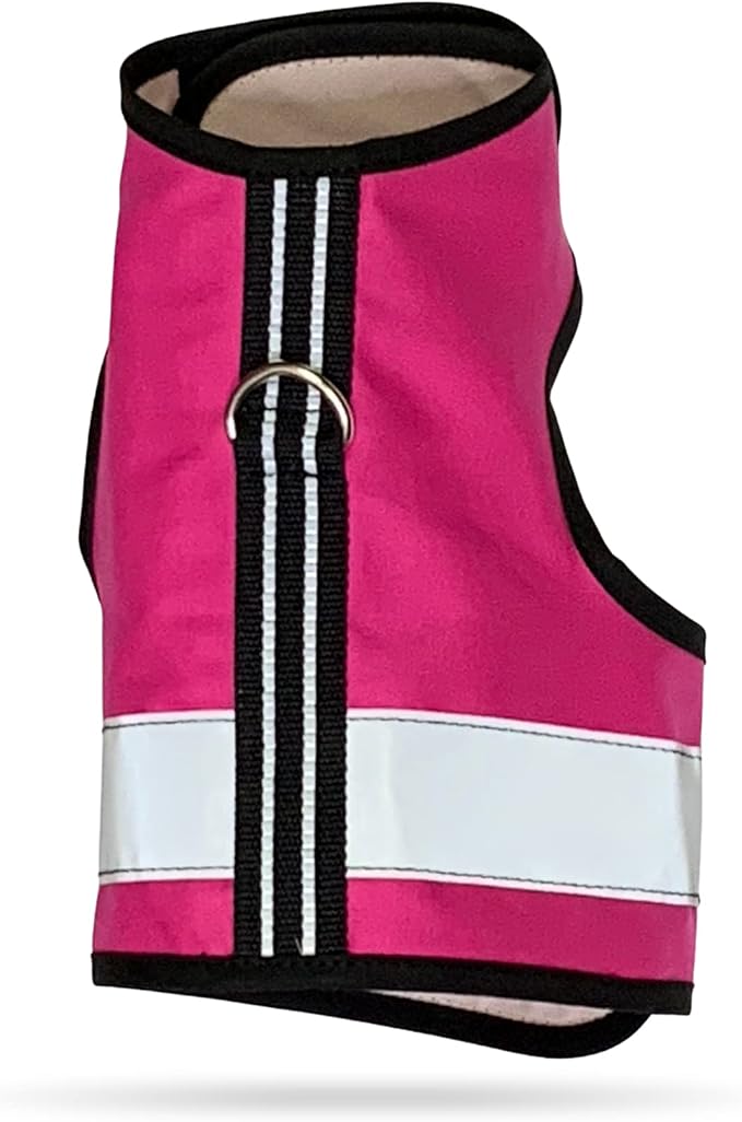 Reflective Cat Harness - High-Visibility Cat Vest for Day & Night | Secure, Breathable and Washable Cotton | Ideal for Walking & Traveling - Flamingo Pink, XL