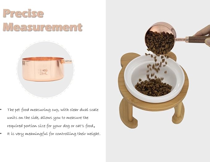 2 Pcs Dog Food Scoop Measuring-Cup, Stainless Steel Pet Food Scoops, Cat Food Measuring Cup, 1 CUP and 1/2 CUP Two-Pack Food Scoopers