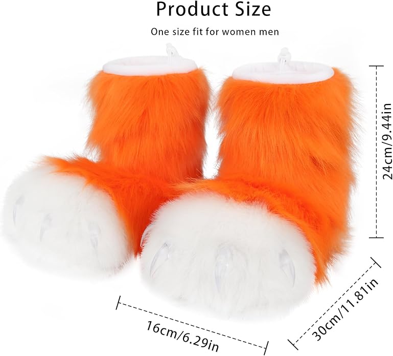 Animal Fuzzy Slippers Bear Cat Wolf Dog Fox Fursuit Feet Paw Claw Shoes Furry Boots Costume Accessories for Adult Kids