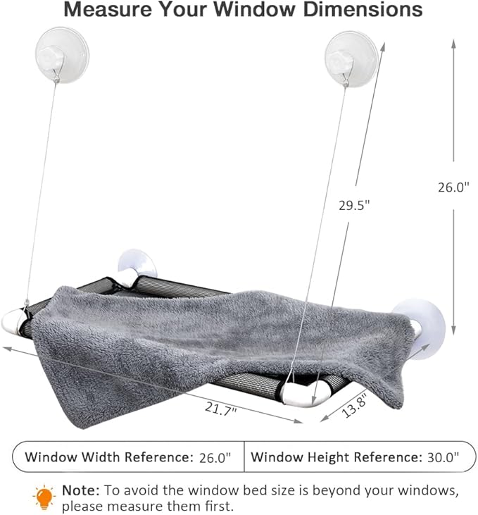 Lcybem Cat Window Perch - Cat Hammocks for Window with Plush Pad, Space Saving Cat Bed, Pet Resting Seat Safety Holds Two Large Cats, Providing All Around 360° Sunbathe for Indoor
