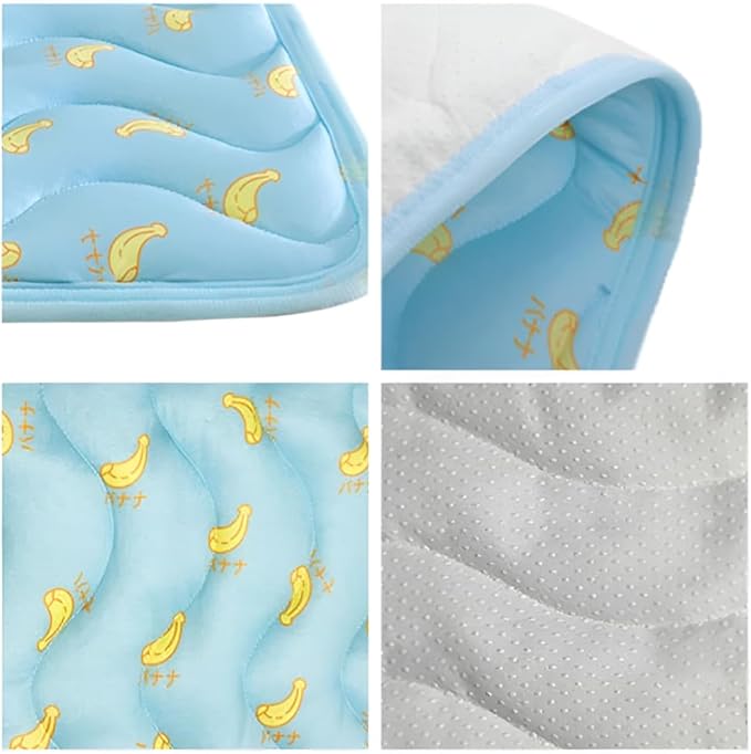 Pet Cooling Mat Cooling Fiber - Washable Non-Toxic Pet Indoor Outdoor Bed, Foldable Pee Pads for Dogs Settle Mat Cooling Dog Blanket Cat Cooling Pad (Blue, Small)