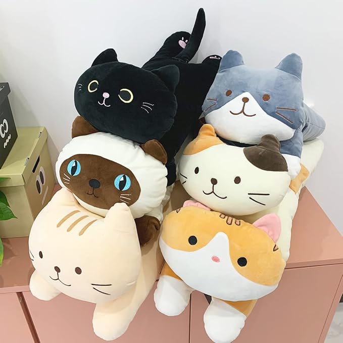 ARELUX 22in Soft Cat Big Sleeping Hugging Pillows,British Short Hair Cat Plush,Kitten Stuffed Animal Throw Pillows Accompany Plush for Friends Family Birthday